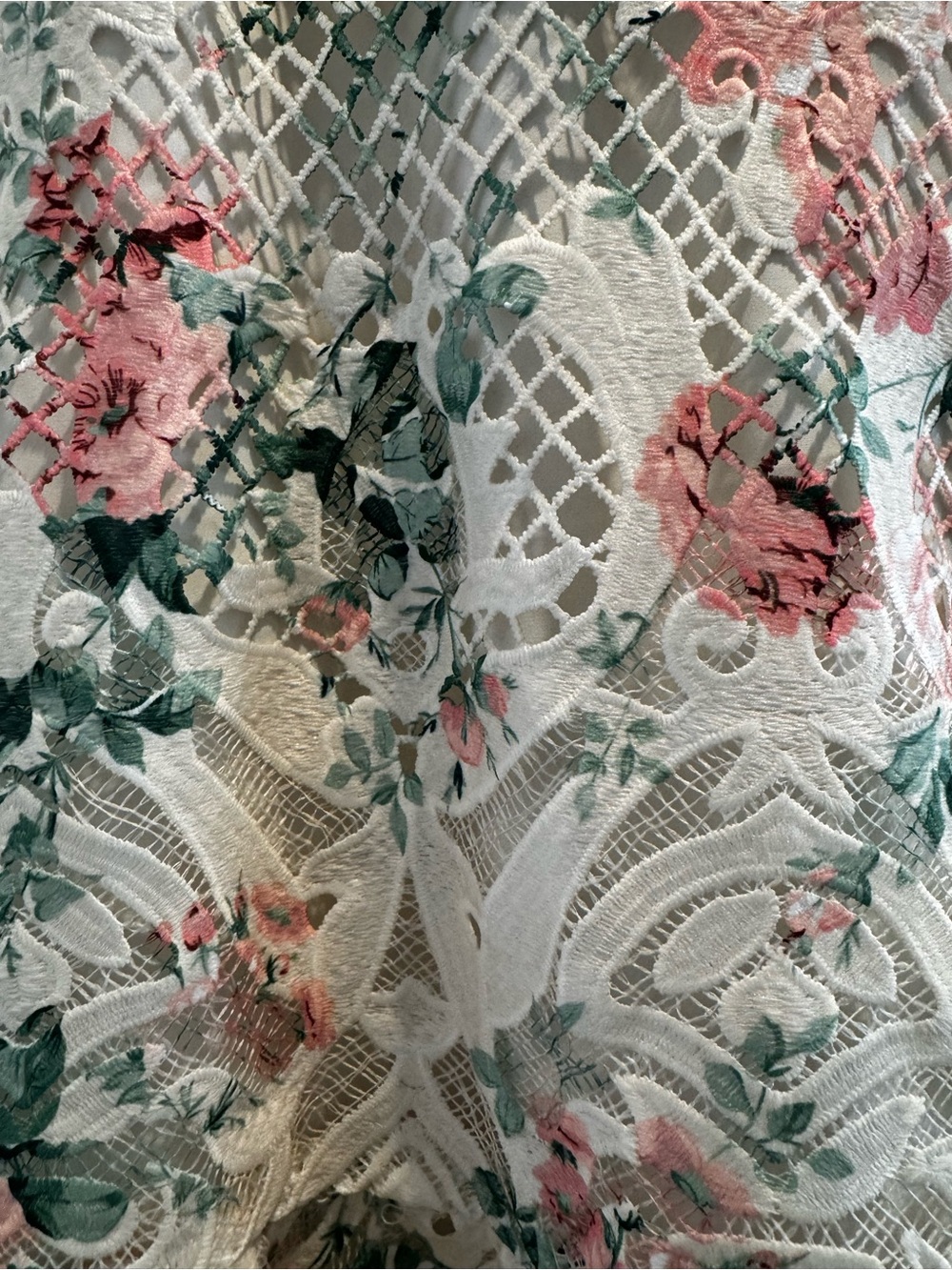 Lily Mcbee Cream Lace Overlay Midi Dress with Pastel Florals - Picture 3 of 6